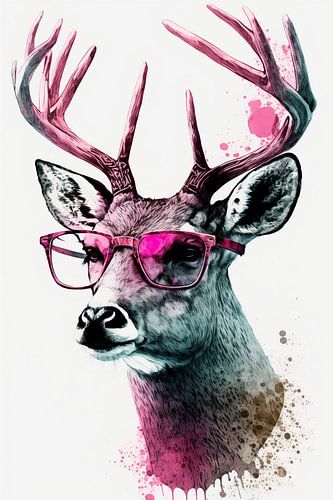 Coole Stag met roze zonnebril
