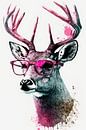 Coole Stag met roze zonnebril van Poster Art Shop thumbnail