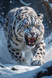 SNOWFURY - Snow Leopard in the Mountain Storm by INFERAURUM