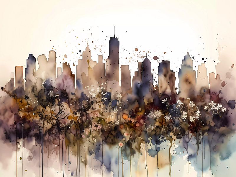 New York watercolor painting by haroulita