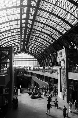 Antwerp Central Station Moody Black and White