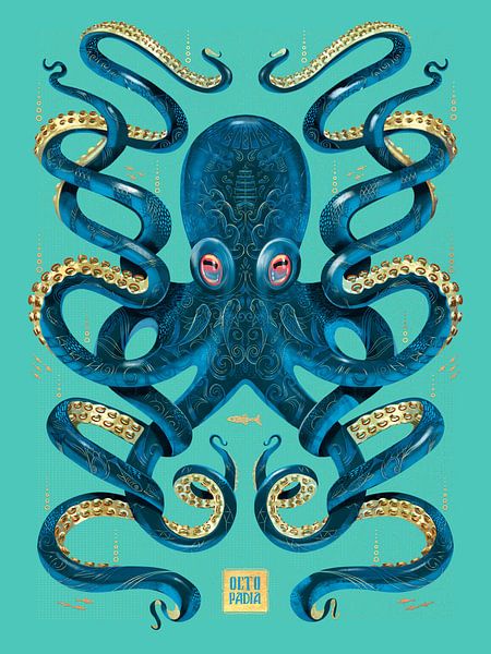 Oktopus Blau & Gold von Mark Harrison