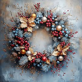 Christmas wreath | Blue Pine Wreath by Abstract Painting