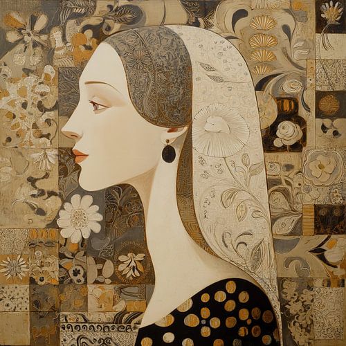 Elegant Woman with Flowers by Art Whims