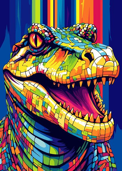 Crocodile Nature sauvage WPAP Couleur Style par Mason Scott