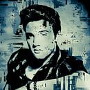 Elvis Presley Abstraktes Pop-Art-Portrait in Blau-Grau von Art By Dominic Miniaturansicht