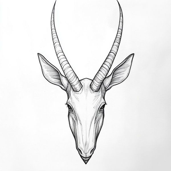 Antilope hoofdtekening van Poster Art Shop