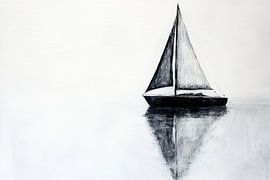 Segelboot im Nebel – Schlichte Eleganz von Poster Art Shop