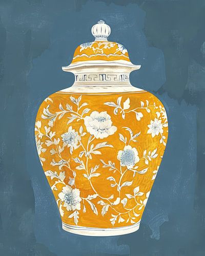 Gouden Patronen op Porseleinen Vaas