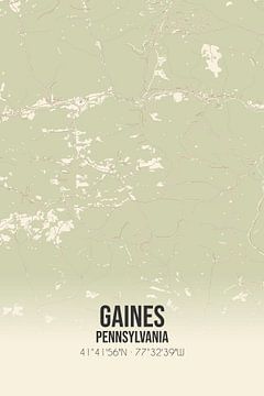 Vintage landkaart van Gaines (Pennsylvania), USA. van Rezona