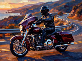 Harley-Davidson Street Glide bij zonsondergang