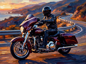 Harley-Davidson Street Glide bei Sonnenuntergang