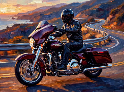 Harley-Davidson Street Glide bei Sonnenuntergang