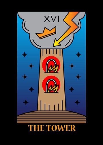La Tour Carte de Tarot XVI Spirituelle Décoration Murale Art Print