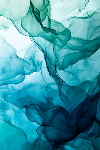 Coloured smoke structures in blue-green