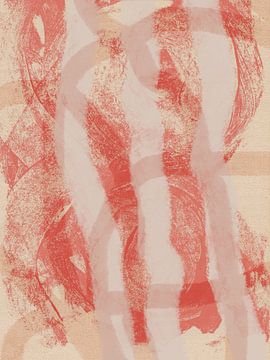 Abstracte vormen en lijnen in wit en rood van Abstract Minimalist Art