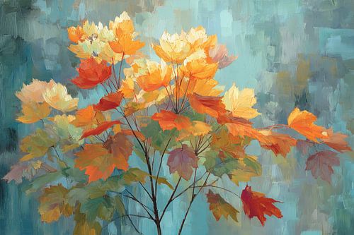 Branch with Colourful Leaves