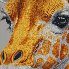 Giraffe aus geschichtetem Zinn Flache Formen und feine Linien von Eva Lee