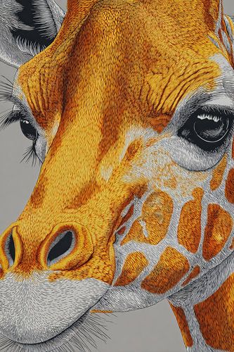 Giraffe aus geschichtetem Zinn Flache Formen und feine Linien von Eva Lee