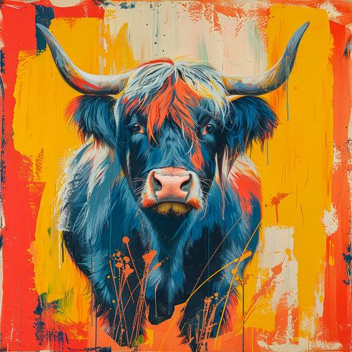 Modern Scottish Highland Cattle painting.