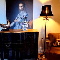 Klantfoto: Portret van een meisje in het blauw, Johannes Cornelisz. Verspronck, op canvas