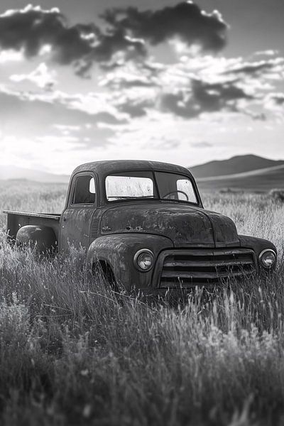 Vieux camion rouillé dans un champ par Art & Soul Creations