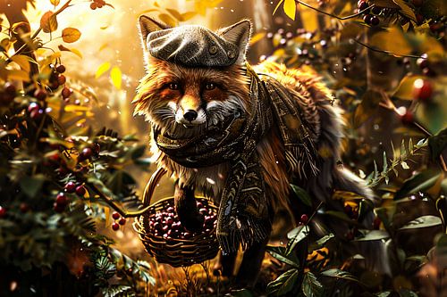 Renard dans une forêt d'automne avec style