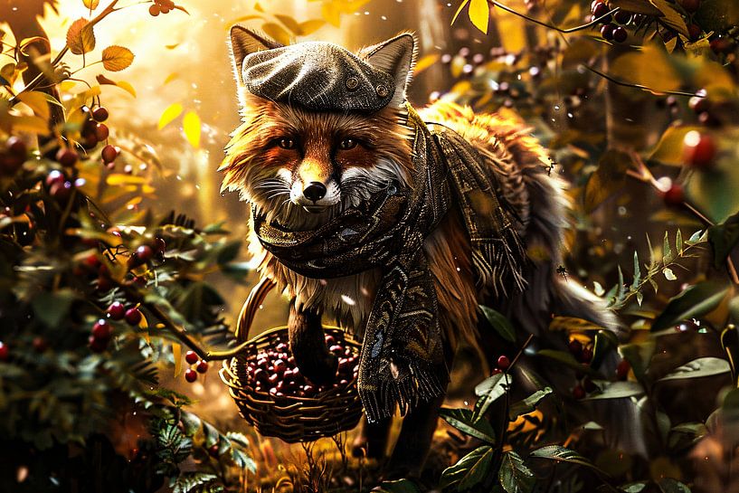 Fox in autumn forest with style by Imperial Art House