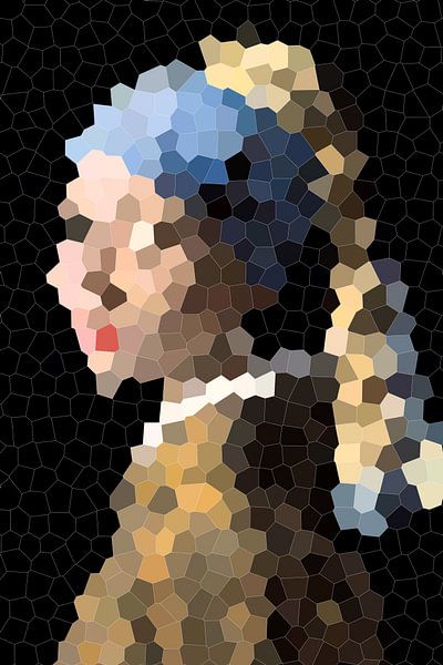 Meisje met de parel / Girl with a Pearl Earring Abstract van Art By Dominic