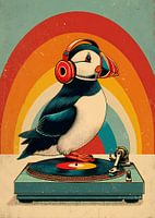 Groovy puffin - retro vinyl vibes