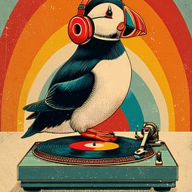 Grooviger Puffin – Retro-Vinyl-Vibes von HyggeHavn