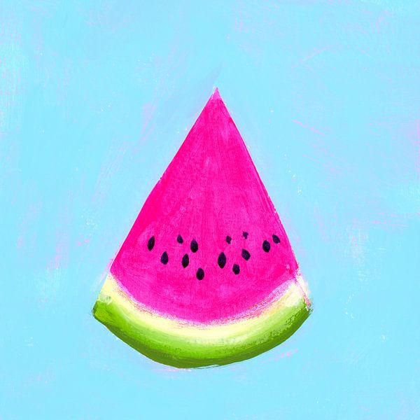 Watermeloen Driehoek Acrylschilderij van Karen Kaspar