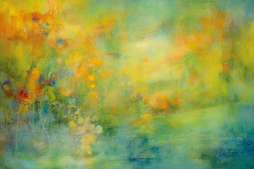 Shades of Green and Yellow - Abstract Painting for the Living Room by Joriali Abstract
