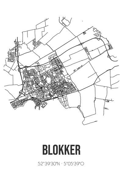Blokker (Noord-Holland) | Map | Black and White by Prints of Place