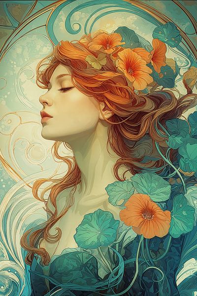 Art Nouveau portret no.13 van Studio BB
