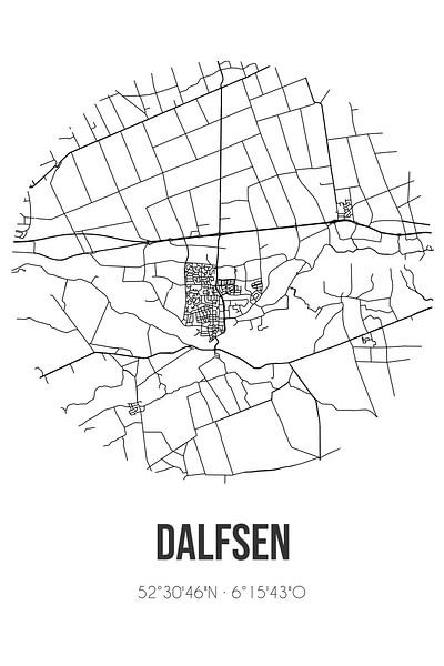 Dalfsen (Overijssel) | Landkaart | Zwart-wit van Stad & Wand