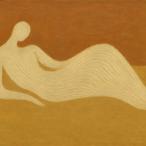 Bruin Beige liggend figuur