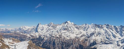 Panorama with Eiger Monch and Jungfrau in winter