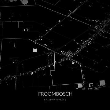 Zwart-witte landkaart van Froombosch, Groningen. van Rezona