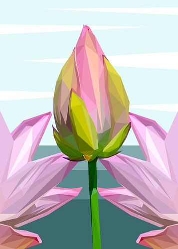 Roze Lotus Abstracte Lage Poly Illustratie
