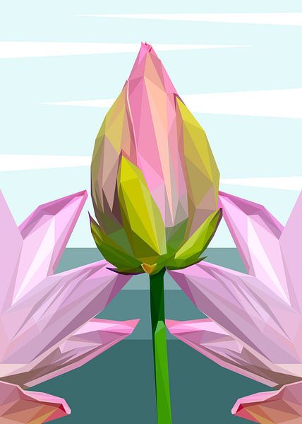 Pink Lotus Abstract Low Poly Illustration by Yoga Art 15