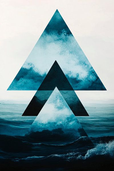 Abstrakte Dreiecke über Wellen von Poster Art Shop