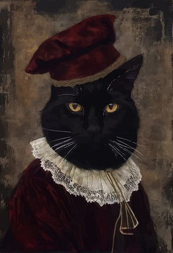 Kat in kleding uit de industriële revolutie Portret