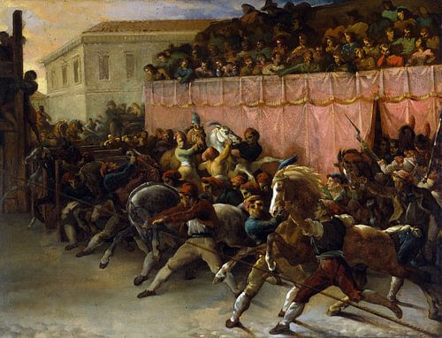 Théodore Géricault. Ruiterloze racepaarden in Rome