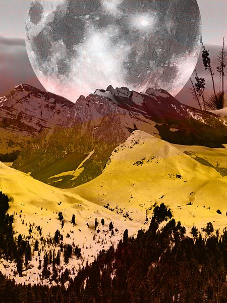 Full moon in the mountains by FRESH Fine Art