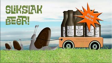 Slikslak bier reclame - er zit er hop in. van Grüntyers .