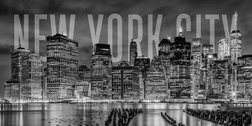 NEW YORK CITY Skyline | Panorama Monochrom von Melanie Viola