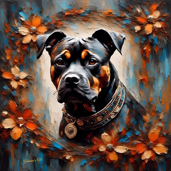 Staffy Bull Terrier Art Print 3 | Unique Dog Portrait by Johanna's Art by Johannas Art Creations
