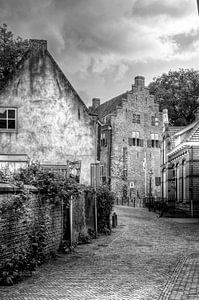 Wall houses historic Amersfoort black and white