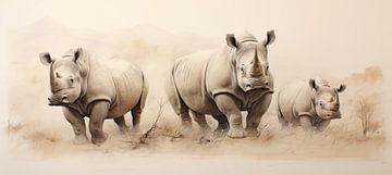Rhinoceros | Rhinos by ARTEO Paintings
